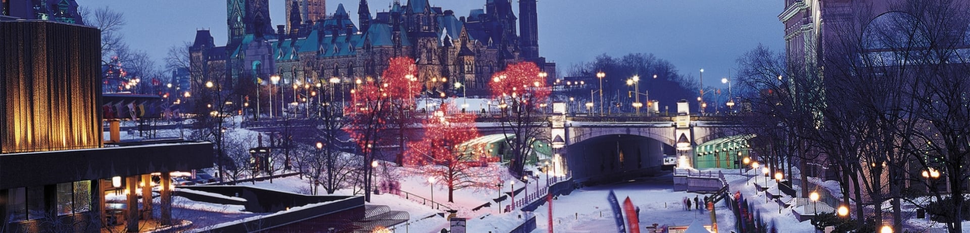 Rideau Canal Skateway at night with lights