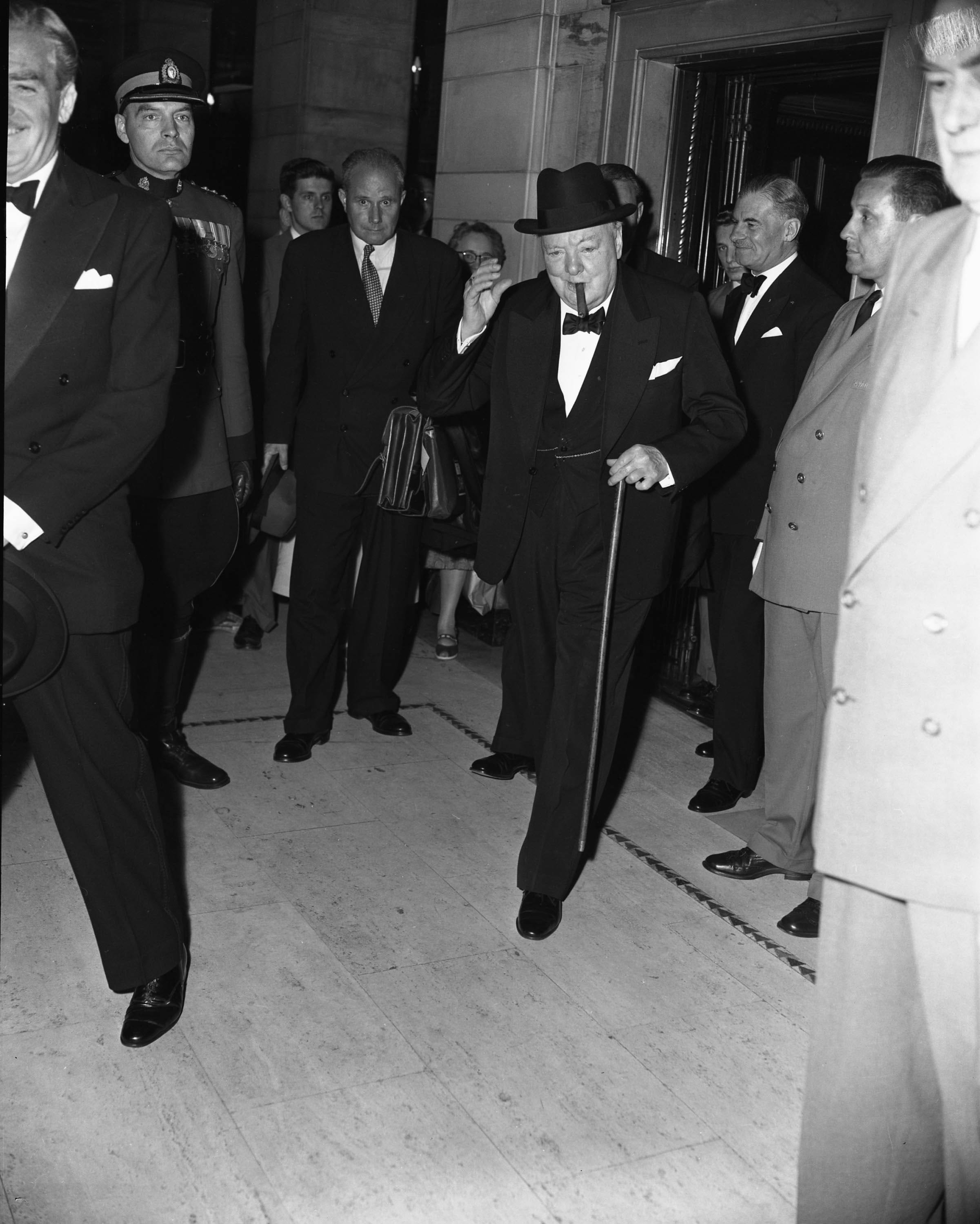 winston churchill walking with a cane