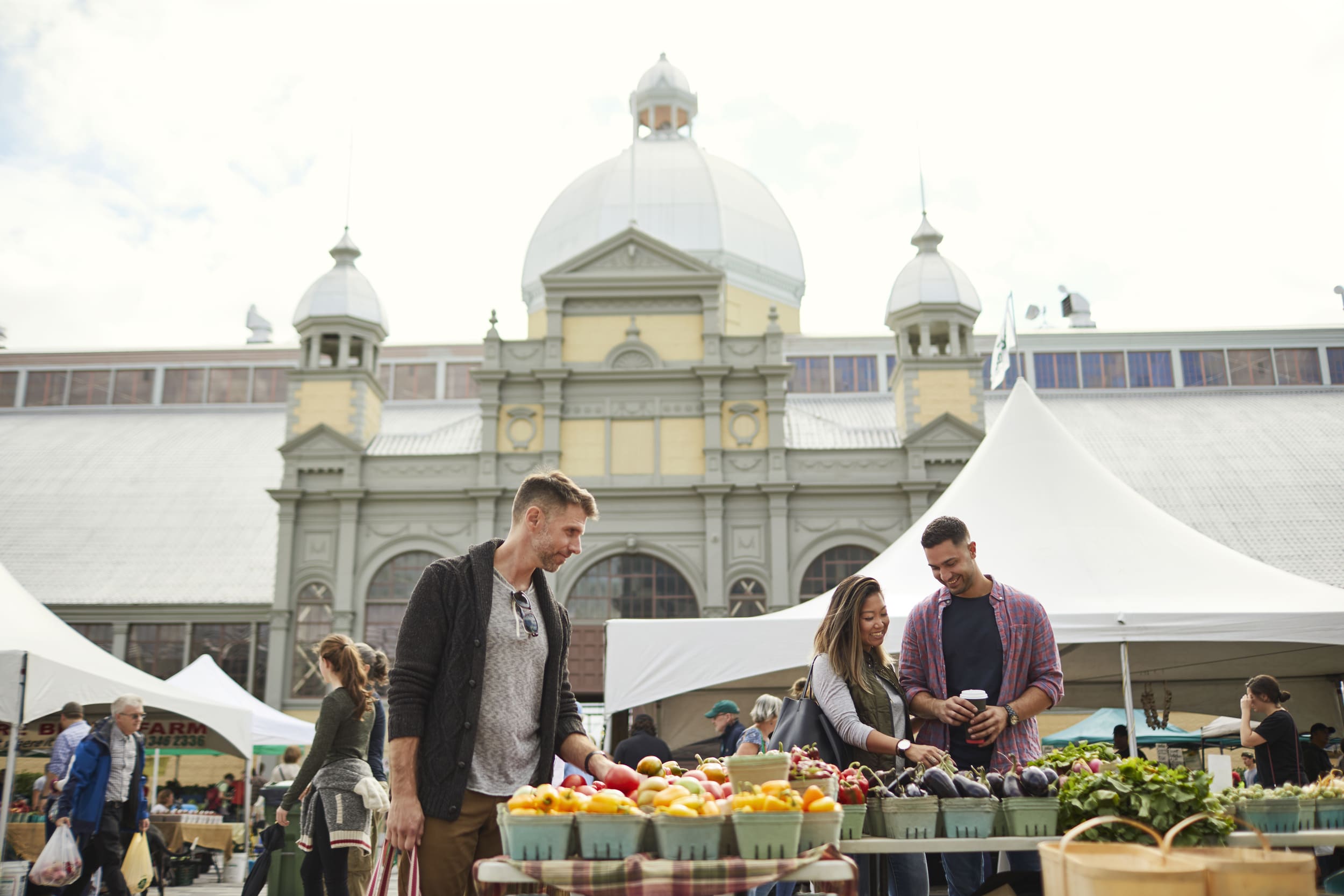 people at a farmers market