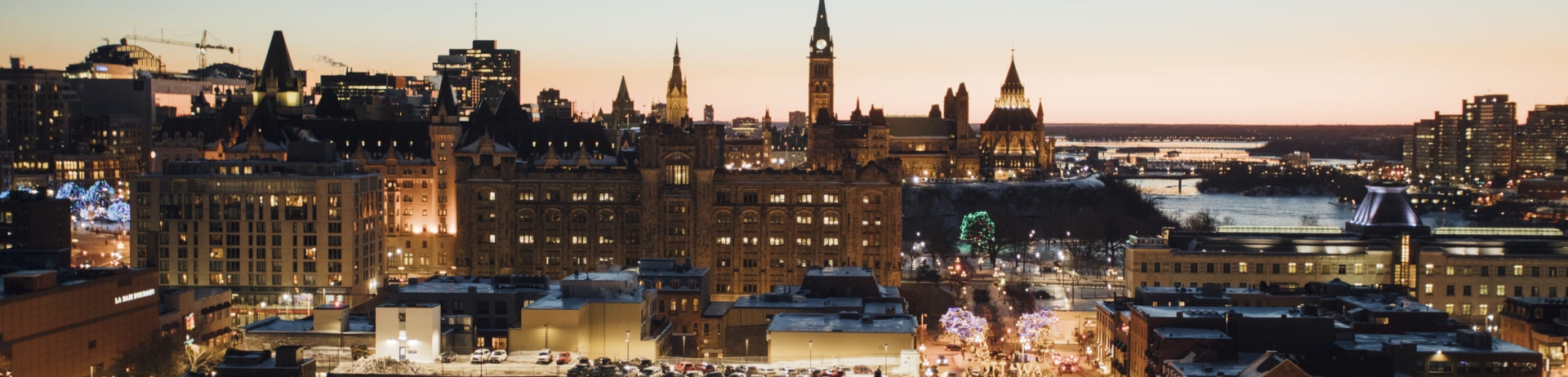 The Ottawa Byward Market at dusk