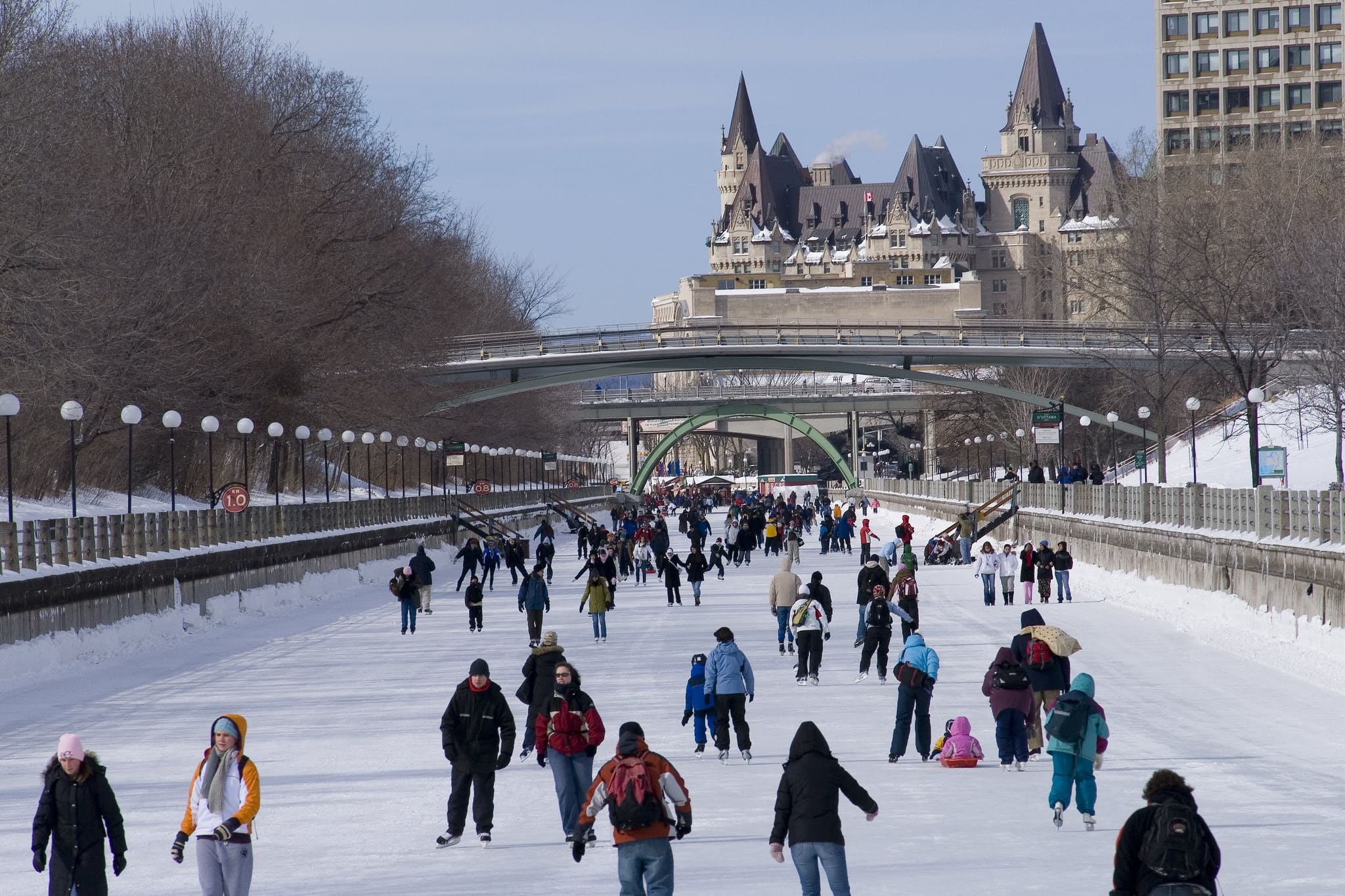 People skating on the Rideau Canal in Ottawa